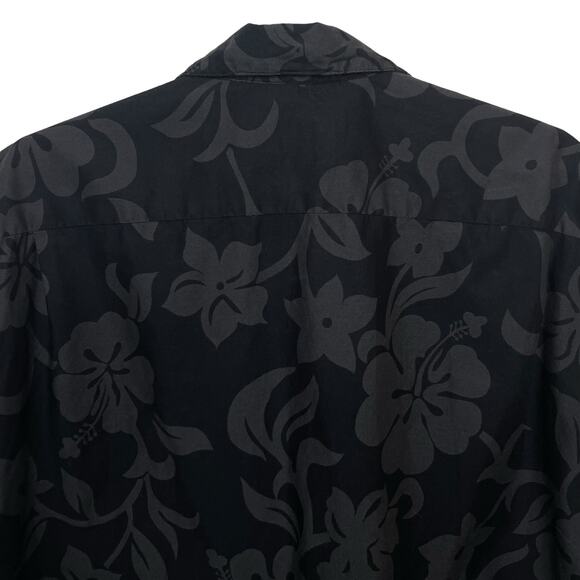 Hilo Hattie Black Floral Dragon Button Down Shirt Hawaiian Cotton Mens Size L - Picture 7 of 10
